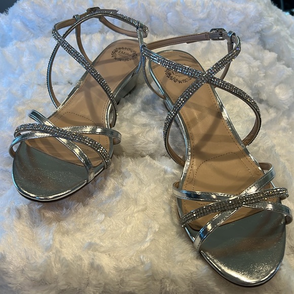 L. Miller Fiamma sparkling silver evening, wedding women’s sandals. - Picture 3 of 5